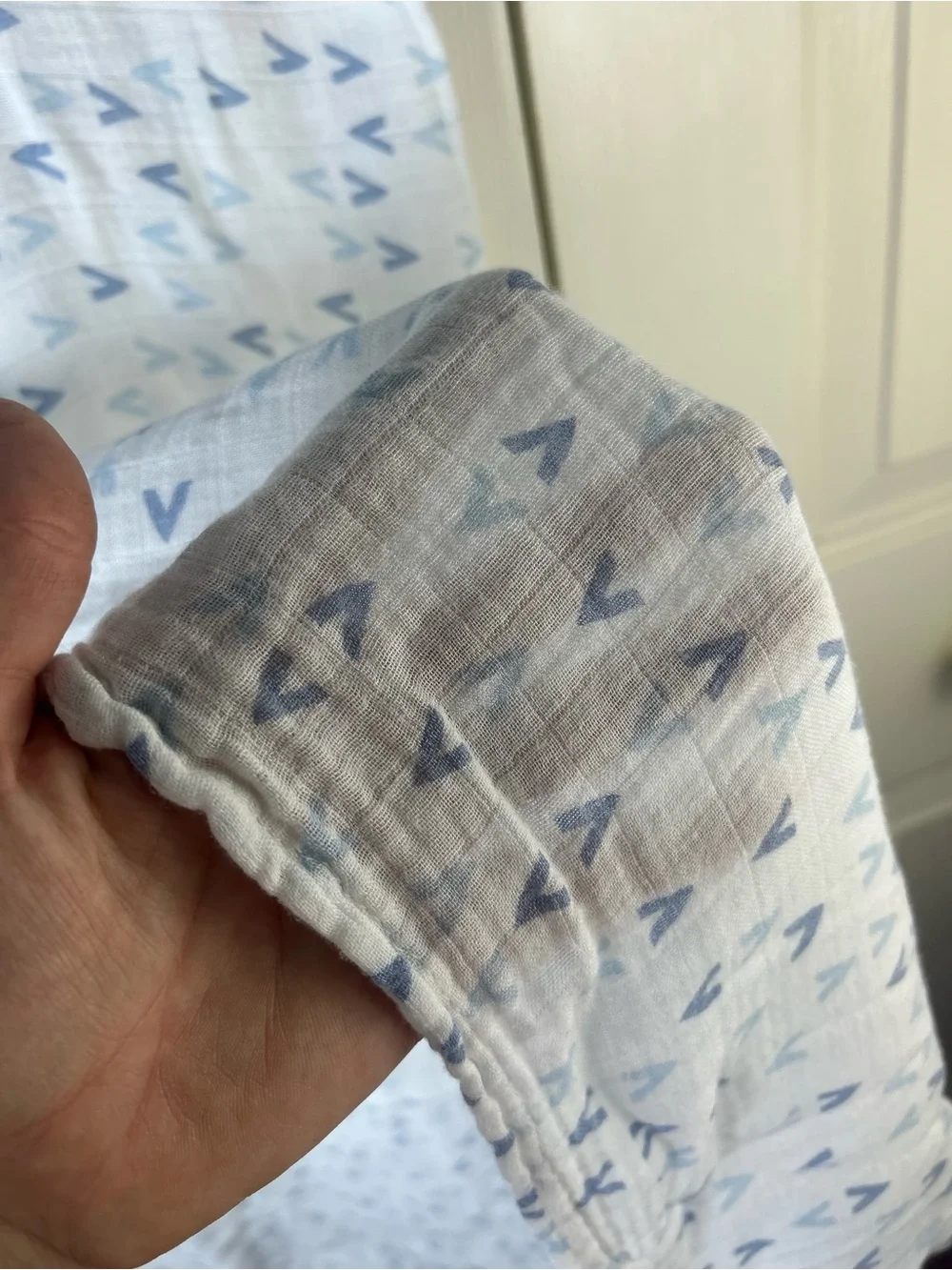 Upsimples Blue Arrows Baby Swaddle Blanket V Bamboo Blend Muslin White